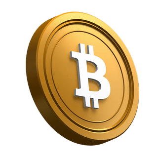 BTC Bitcoin coin angled as a visual element in the hero section