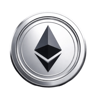 ETH Ethereum coin graphic floating as a visual element